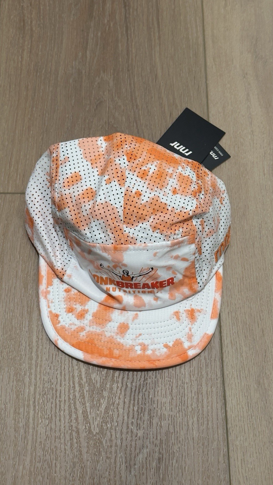 Rnnr Pacer Hat BonkBreaker Marathon Running Triathlon Orange White Splatter