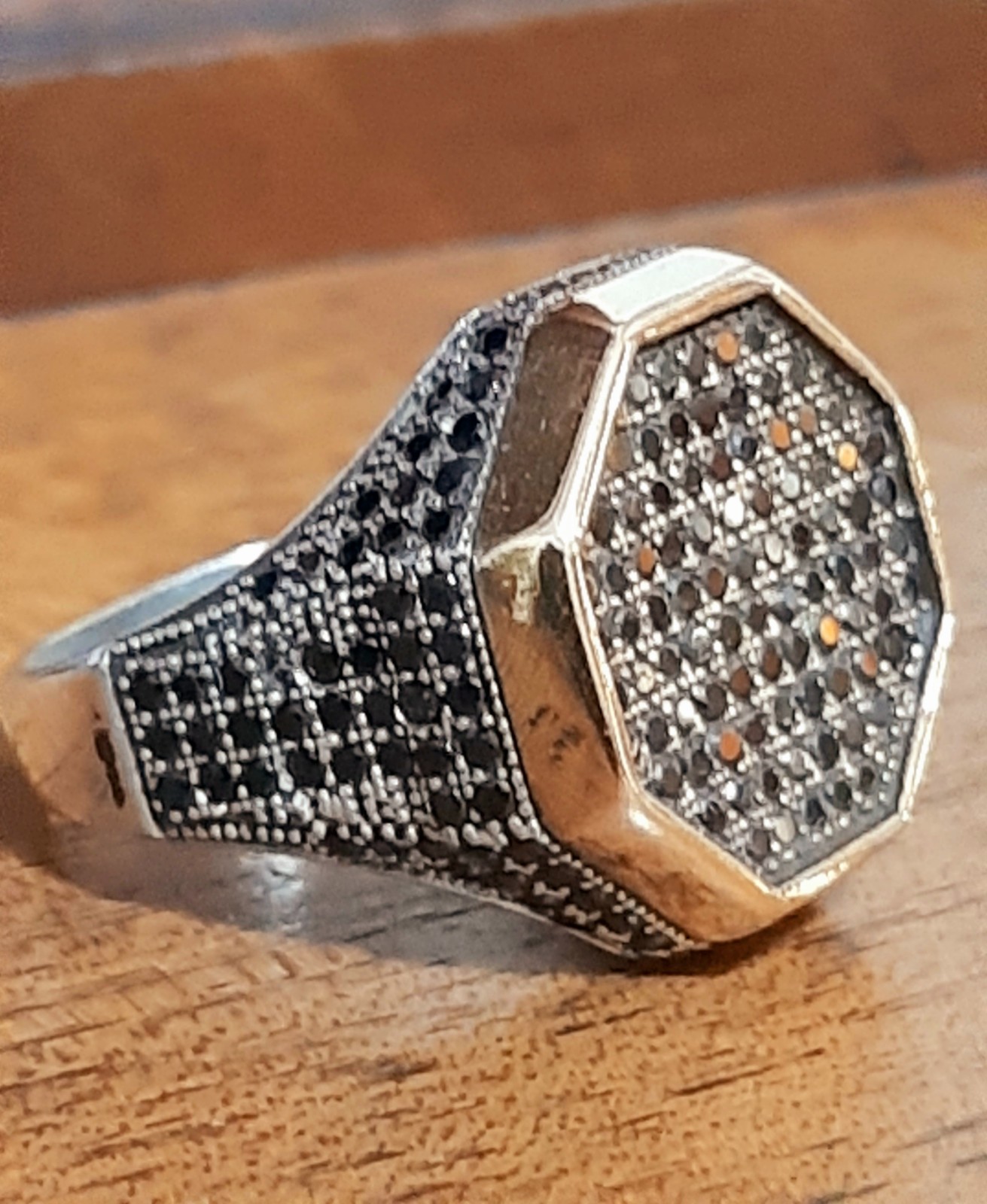 MENS RING 925 SILVER Onyx Solitaire Seal Ring Man Sterling Onyx $
