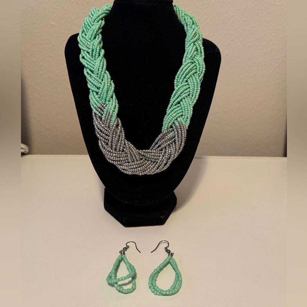 Women Fashion Beaded Necklace and Earring Set | Accessories set Boho Summer Work