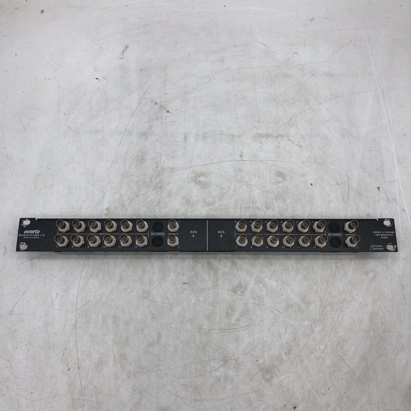Evertz  Micro Systems   Model # X1202ABO AES Breakout Panel UNTESTED READ
