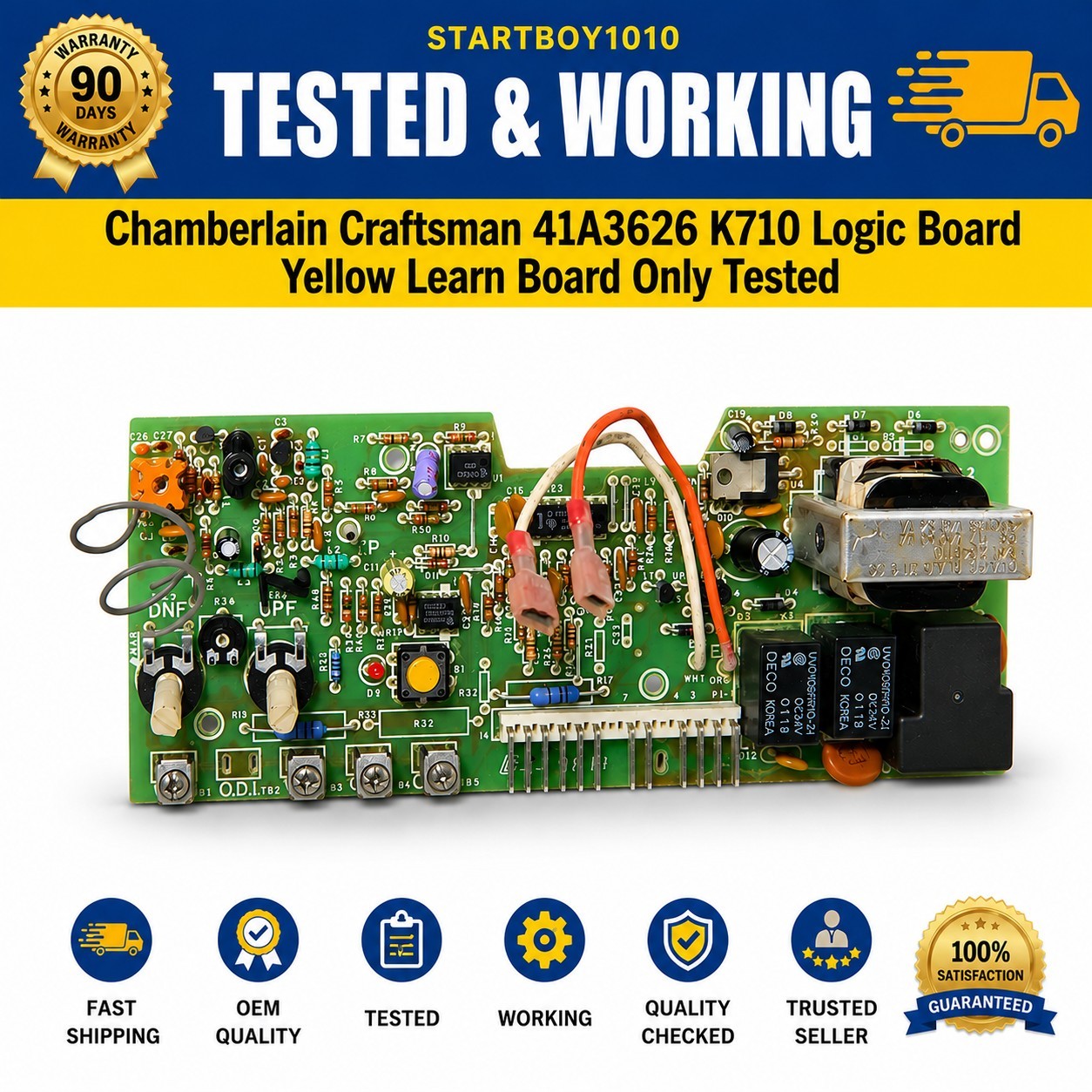 Chamberlain Craftsman 41A3626 K710 Logic Board 🟨 Yellow Learn Button Board Only