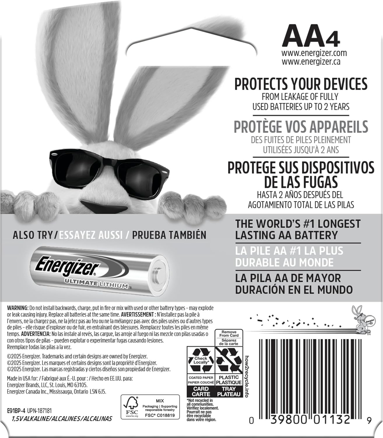 Energizer MAX AA Batteries (4-Pack), Double A Alkaline Batteries