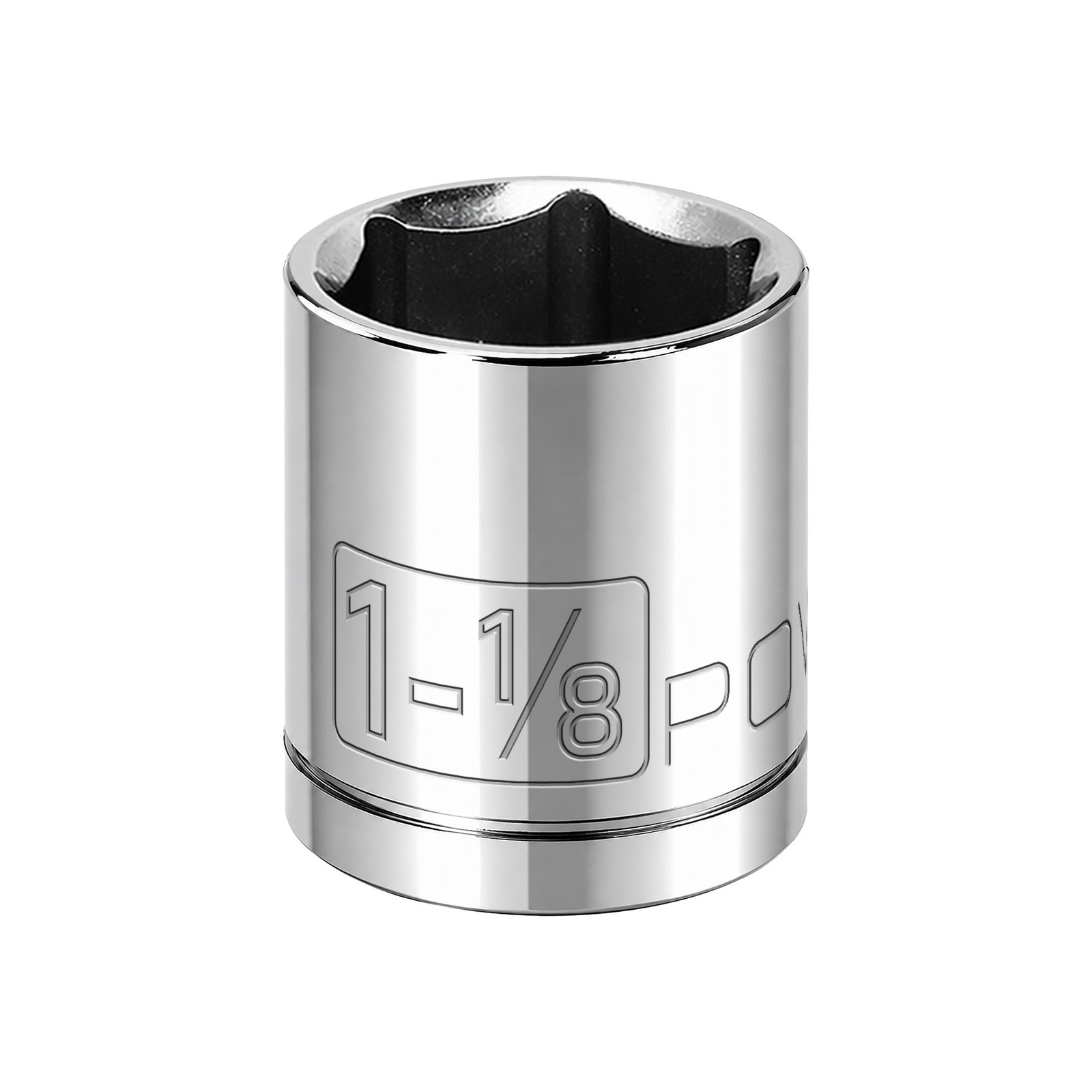 Powerbuilt 1/2 Inch Drive x 1-1/8 Inch 6 Point Shallow Socket - 940084
