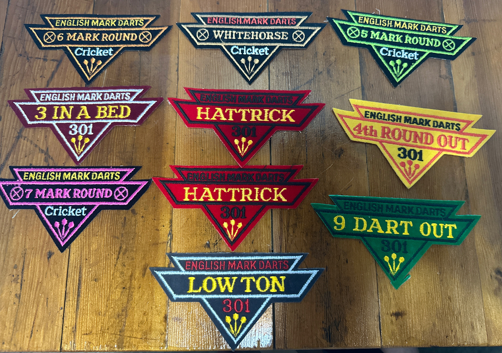 Vintage English Mark Darts iron-on Patches Unused Lot Of 10 Cricket 301