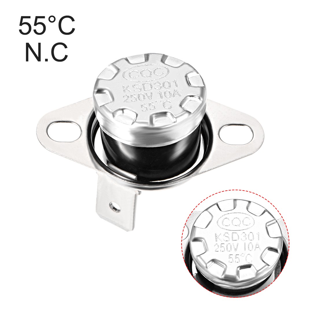 Temperature Control Switch , Thermostat 55°C 10A Normally Closed NC 2pcs