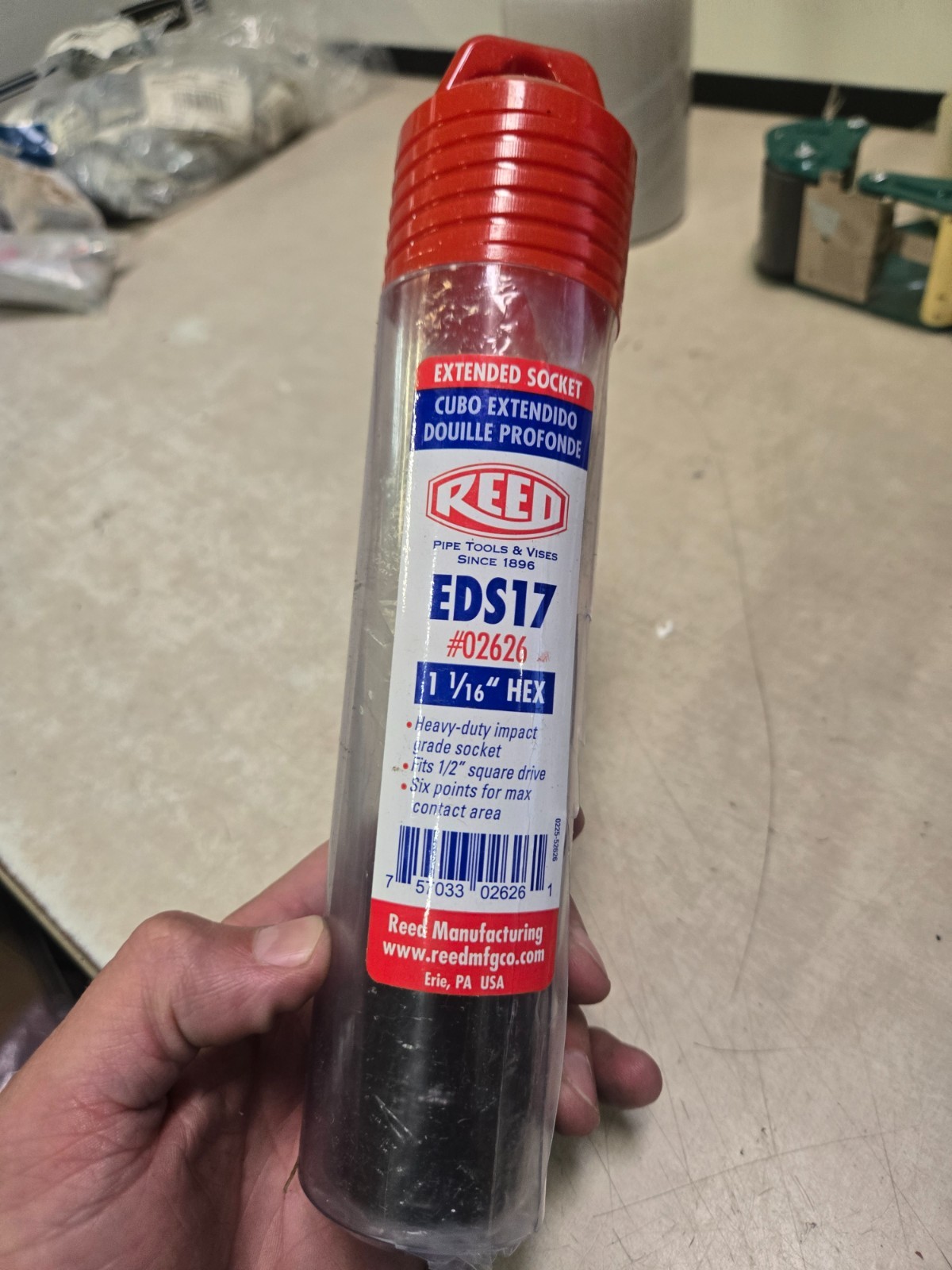Reed 02626 EDS17 Extended Socket, 1 1/16" Hex Size, 6" L New open box