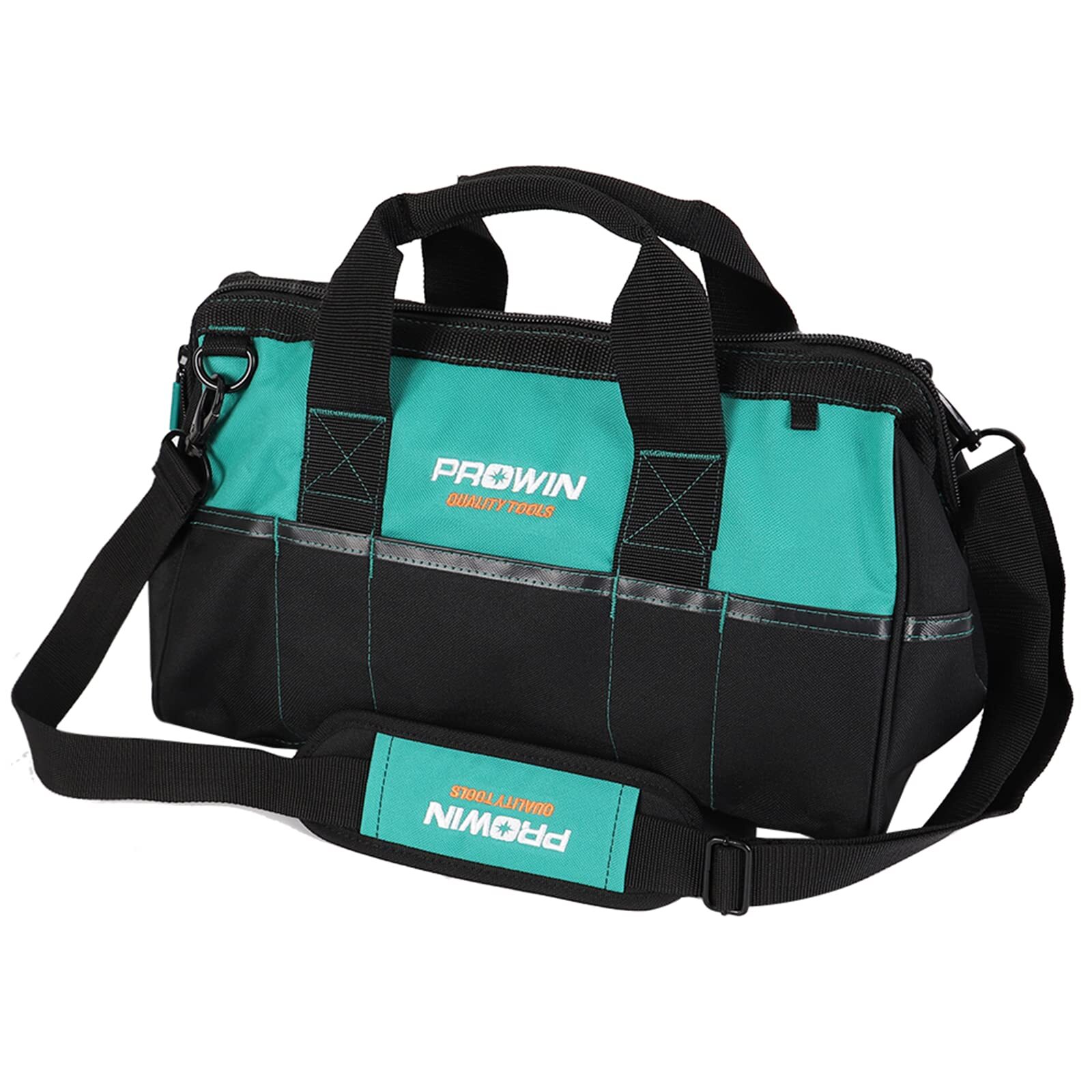16-inch Wide Mouth Tool Bag Multi-pocket Tool Organizer with Adjustable Shoul...