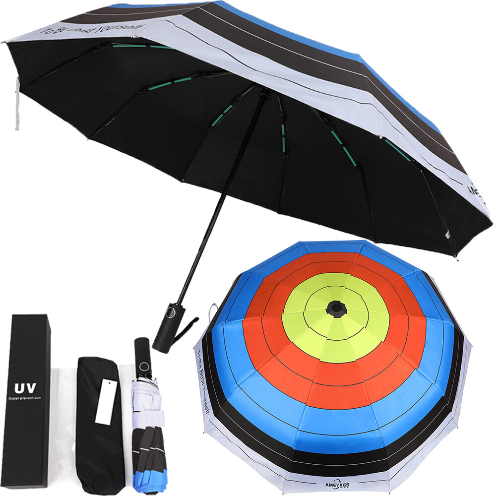 UV Protection Travel Umbrella Target Archery Windproof Sun Blocking Auto Open