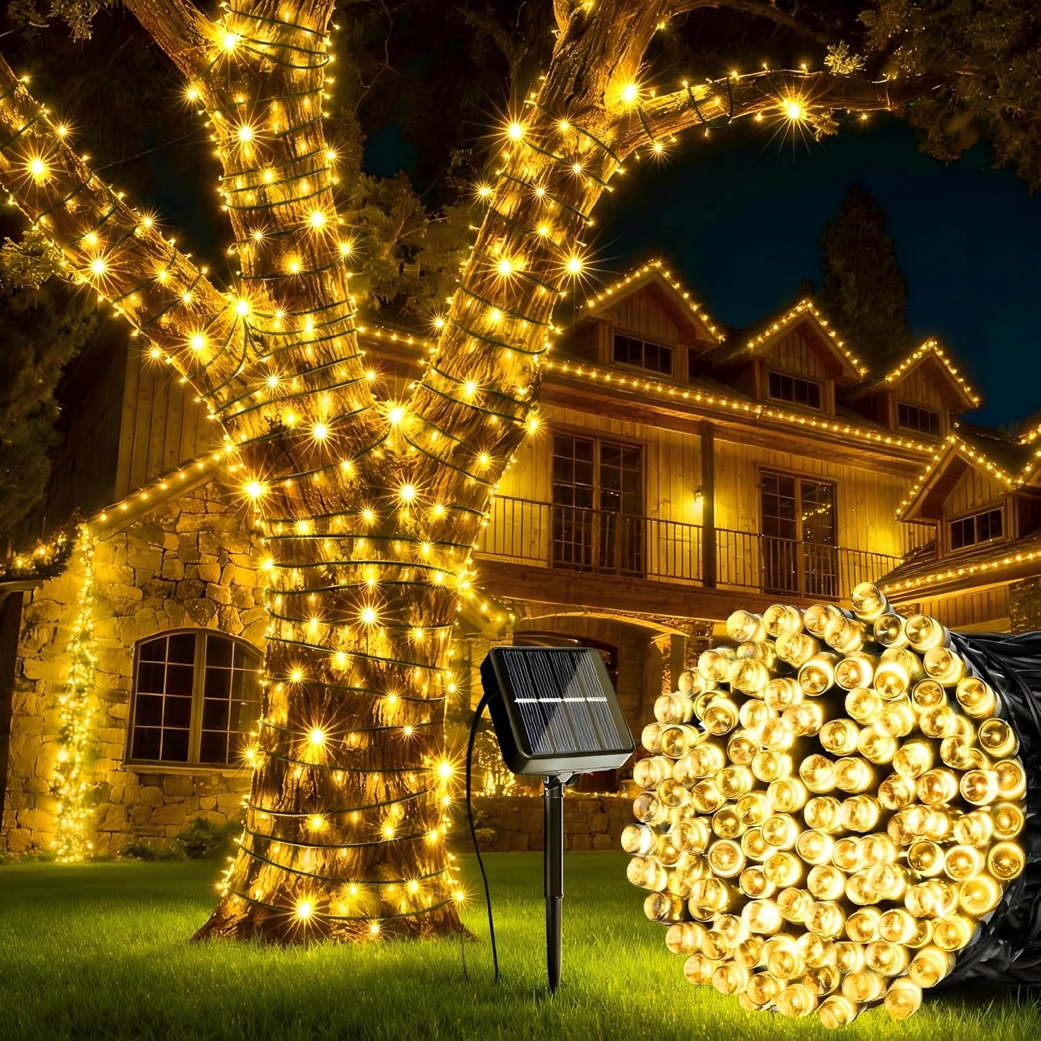 Solar String Lights 39FT 100LED Solar Powered Outdoor Fairy Lights Waterproof 8
