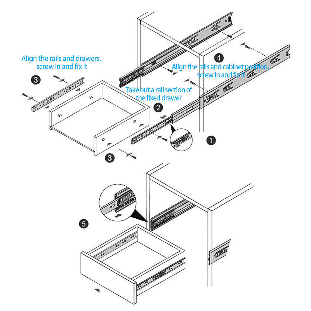 10 Pair Full Extension 100lb Ball Bearing Drawer Slides Soft/Self Close 10"-24"