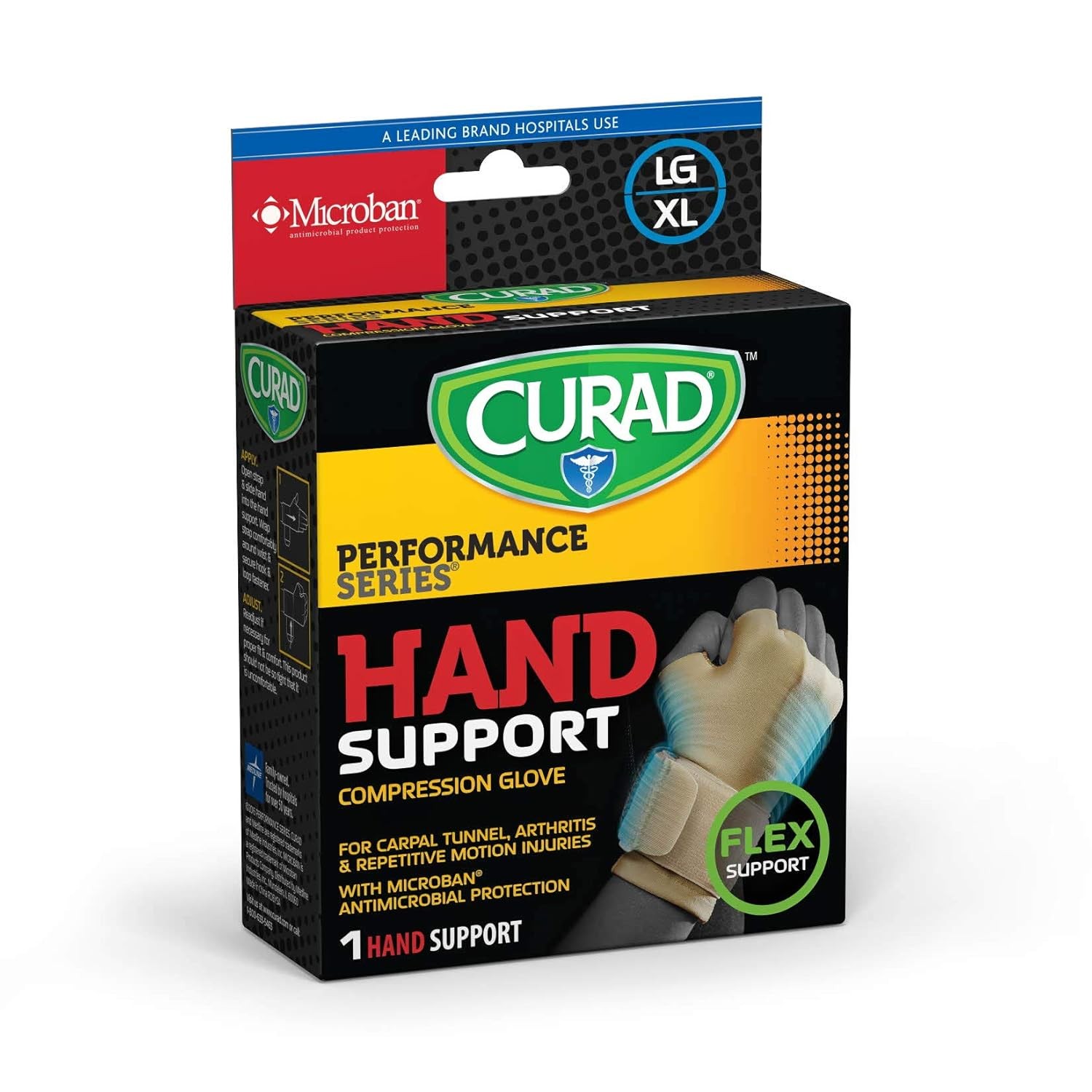Curad Performance Series Hand Support Compression Glove (Size: LG/XL) Beige