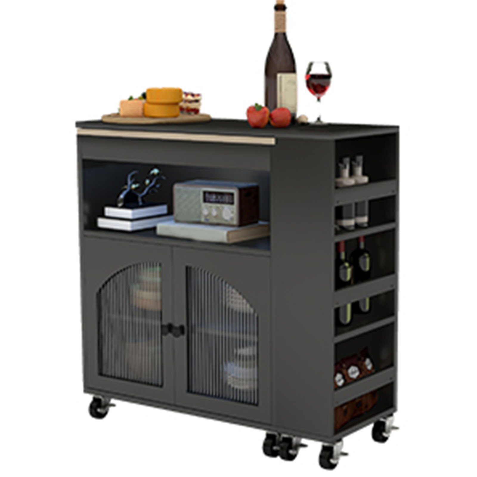 Modern Kitchen Island With Storage Rolling Cart