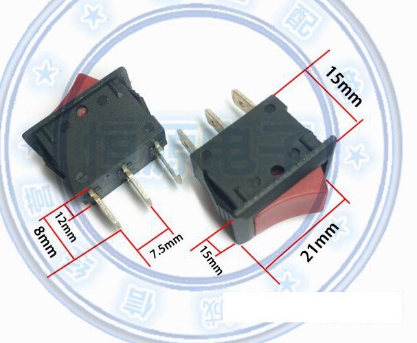 2pcs SOKEN RK2-16 6A 250VAC ON/OFF 3 Feets Rocker Switch Red Light  #AD
