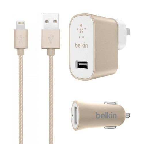Belkin Mixit 12W Car and Home Charger Kit iPhone & iPad - Gold