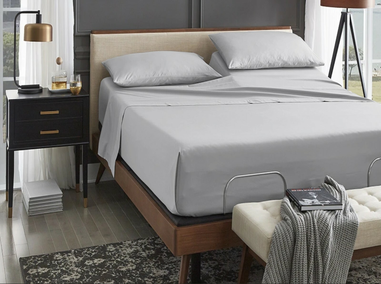 Egyptian Cotton 1000 TC Half Split Head Flex Top Sheet Set Adjustable 15 Deep