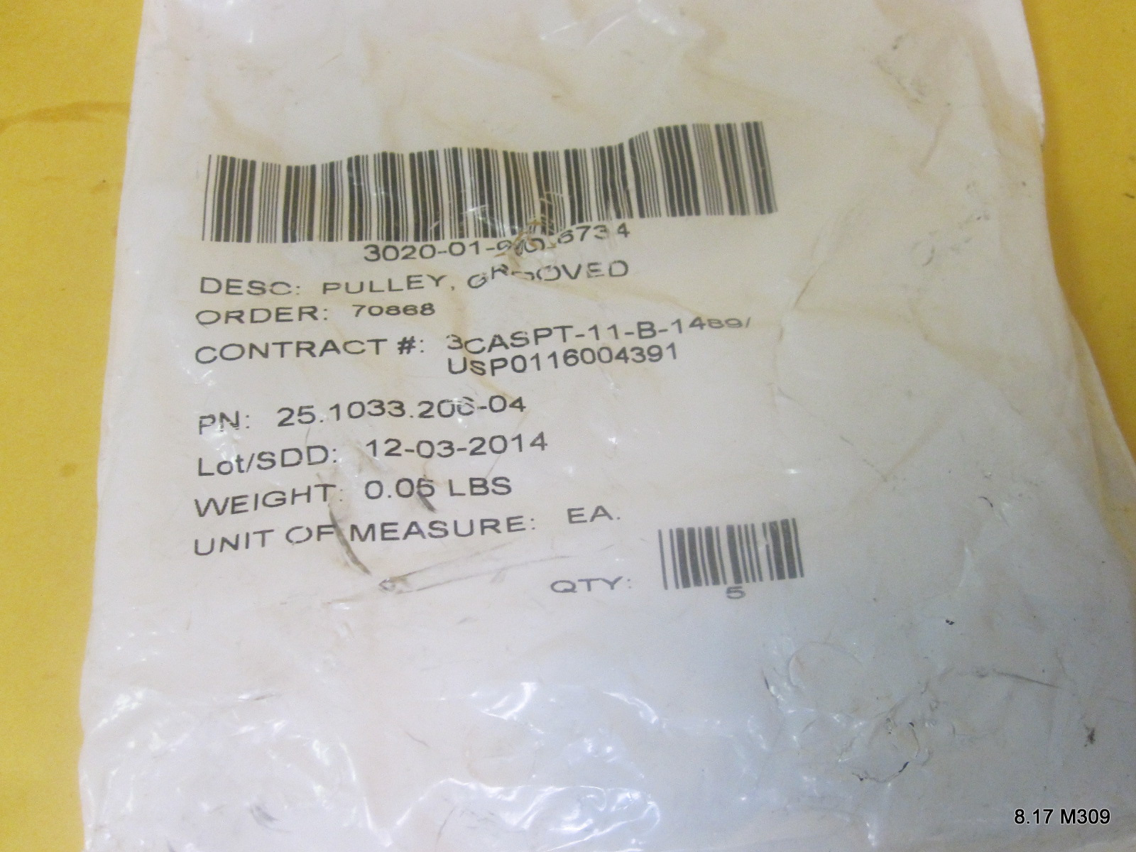 Five (5) 25.1033.206-04 Grooved Pulley