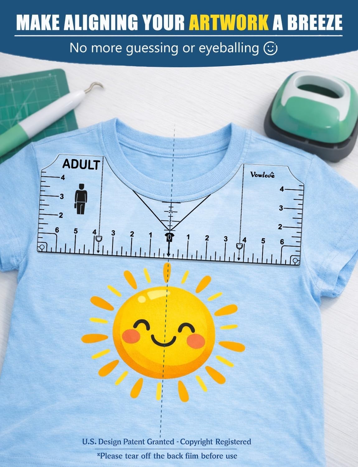 T-Shirt Ruler for Precise Alignment, Center & Left Chest Placement Tool for S...