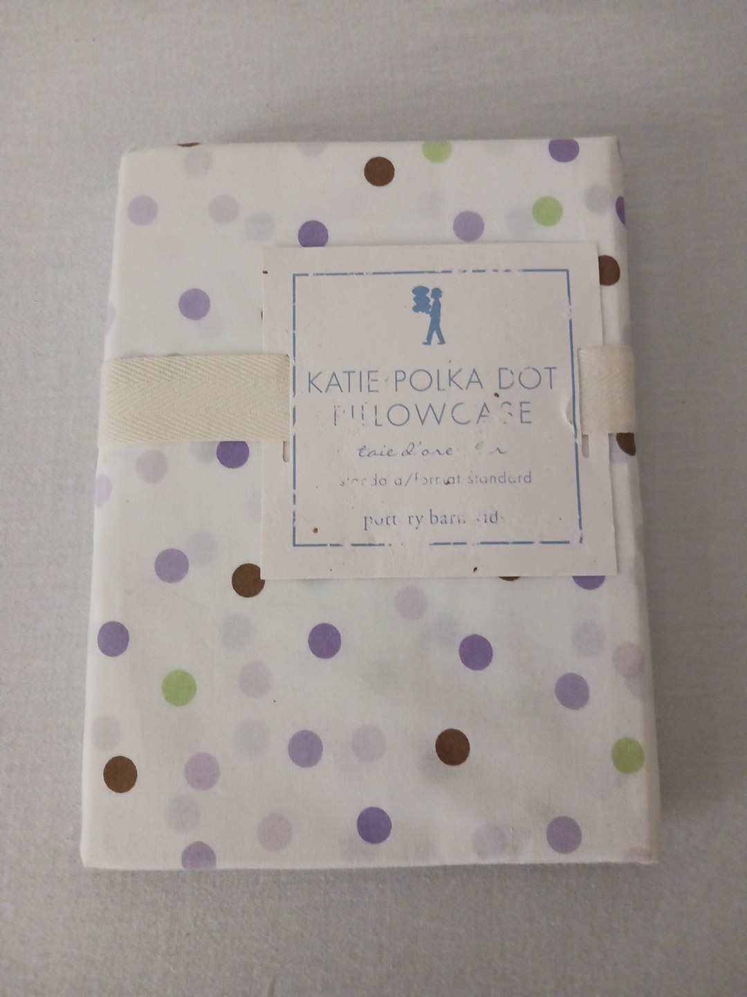 NEW Pottery Barn - Katie Polka Dot Pillowcase Standard Purple Green