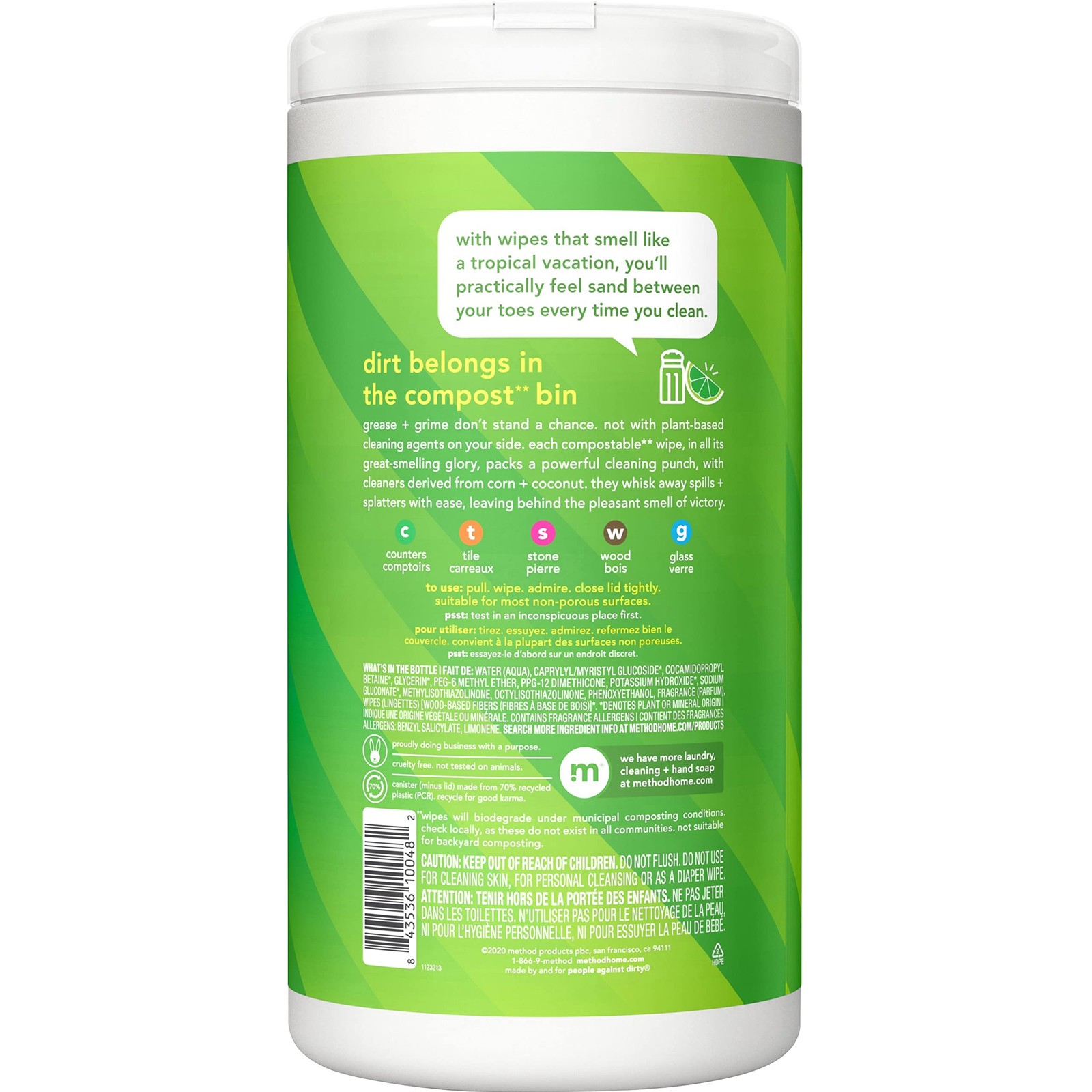 Cleaning Wipes All Purpose Lime Sea Salt 70 Count Method