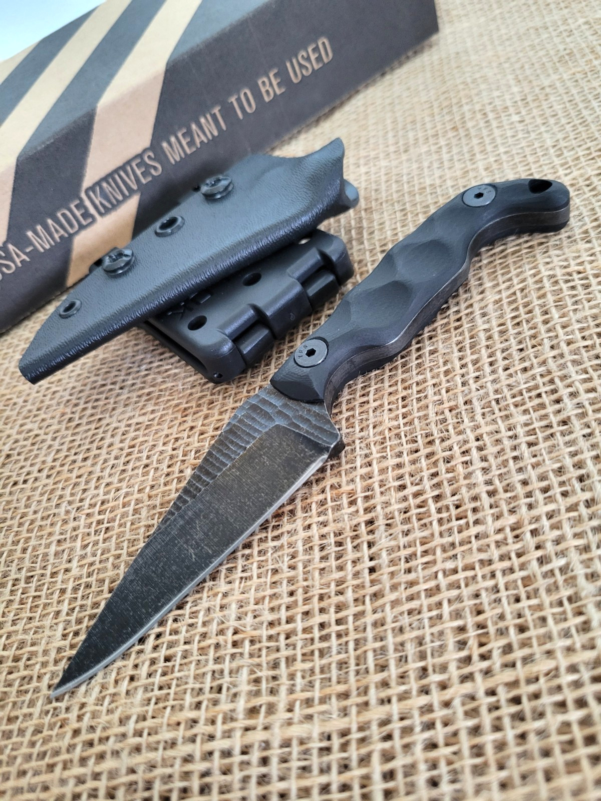 Stroup Knives Mini Fixed Knife 3" 1095HC Steel Full Tang Blade Black G10 Handle