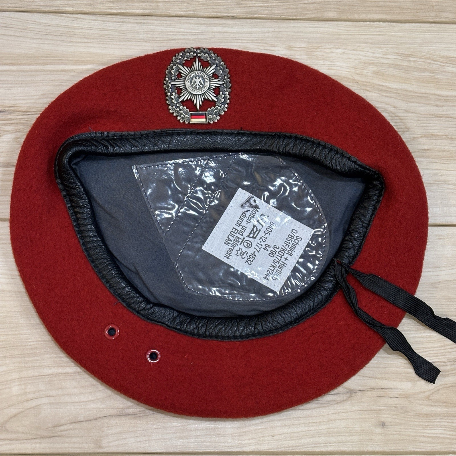 Bundeswehr BERET Sz 64 Military Police West German Army w/ Insignia BADGE BW BRD