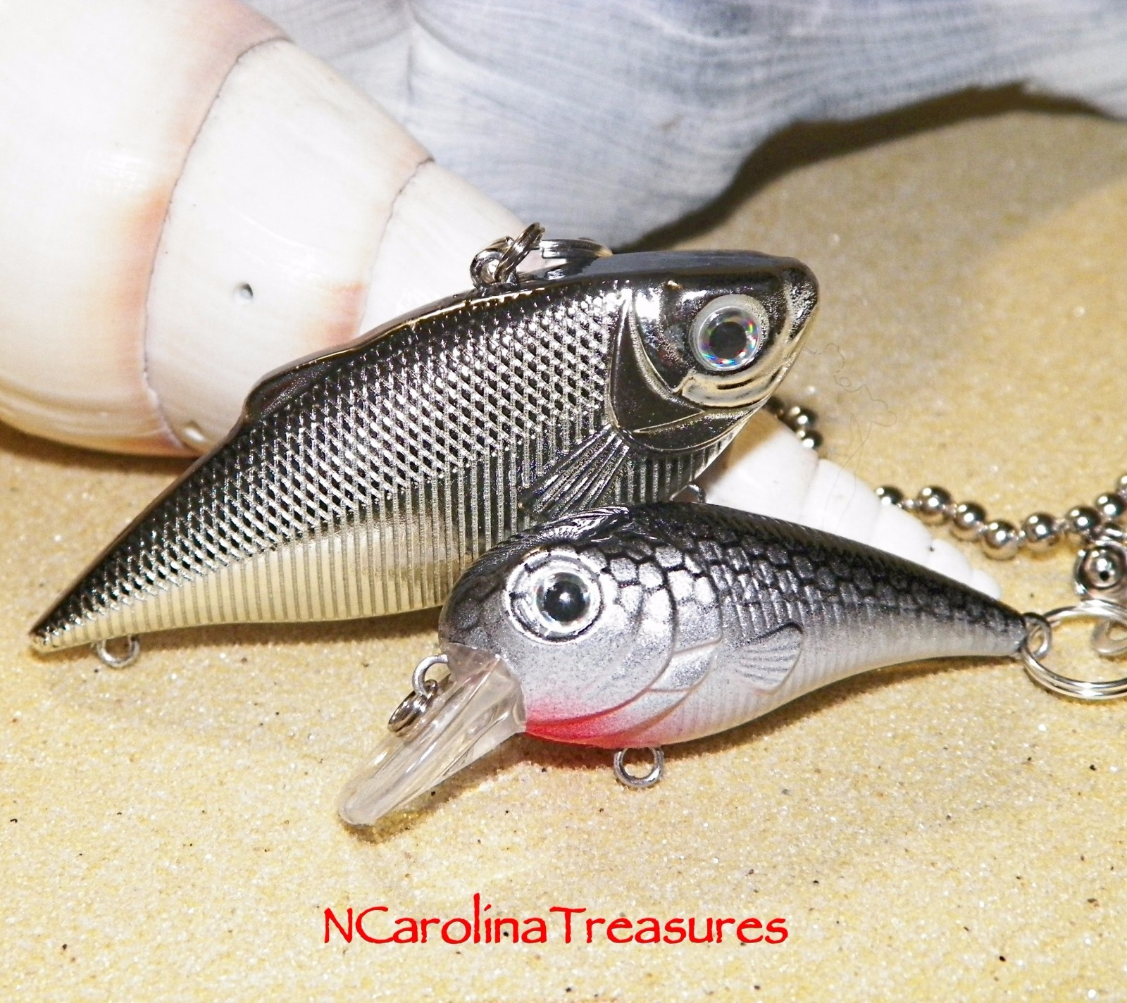 FISHING LURE CEILING FAN SWITCH PULL BLACK CRANK DIVER FISH REAL LURES LG PAIR