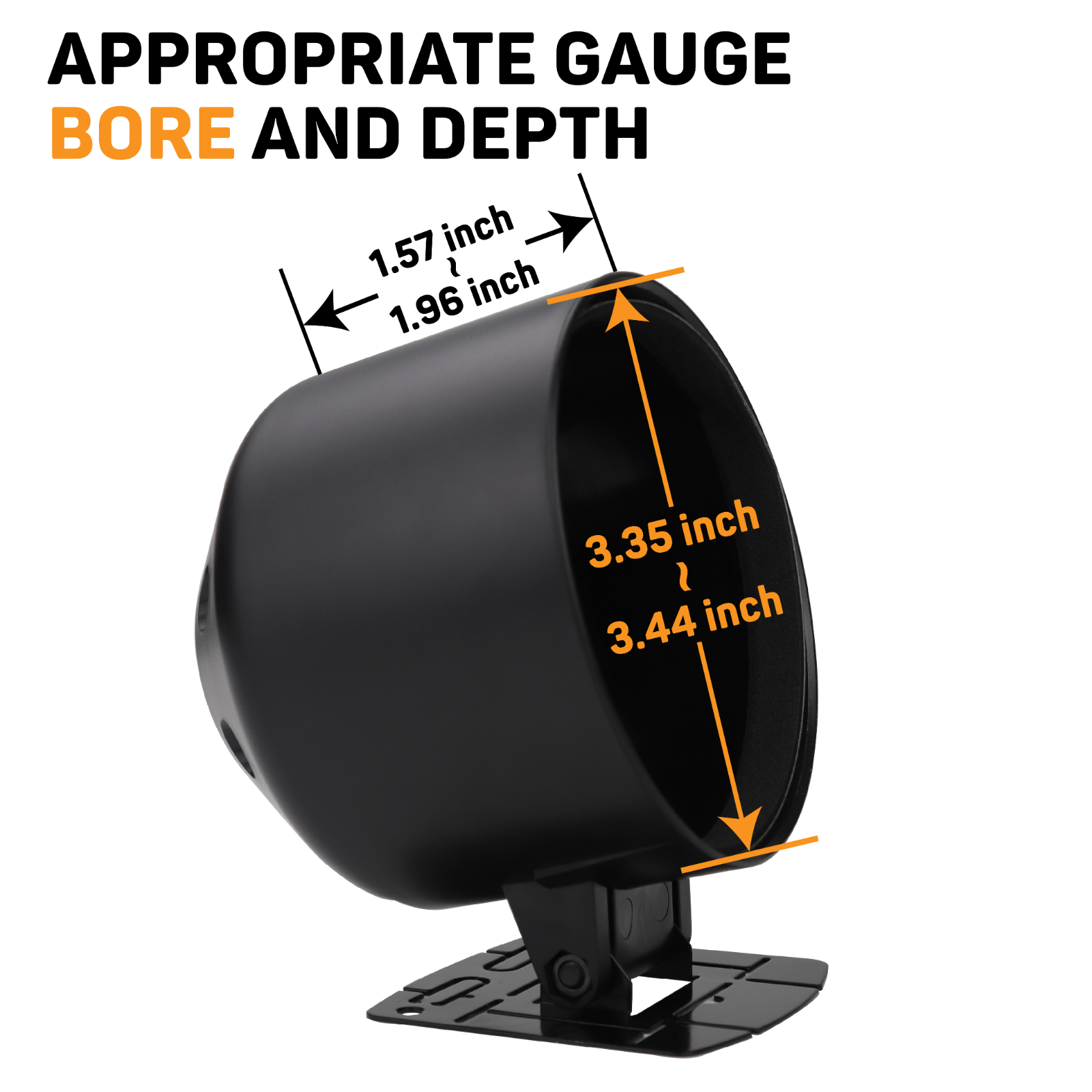 Universal 85mm 3-3/8" Black Single Gauge Dashboard Pod Mounting Cup & Stand for
