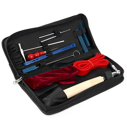 10PCS Piano Tuning Kit Hammer Mute Wrench Handle Tools Set Case Storage NEW