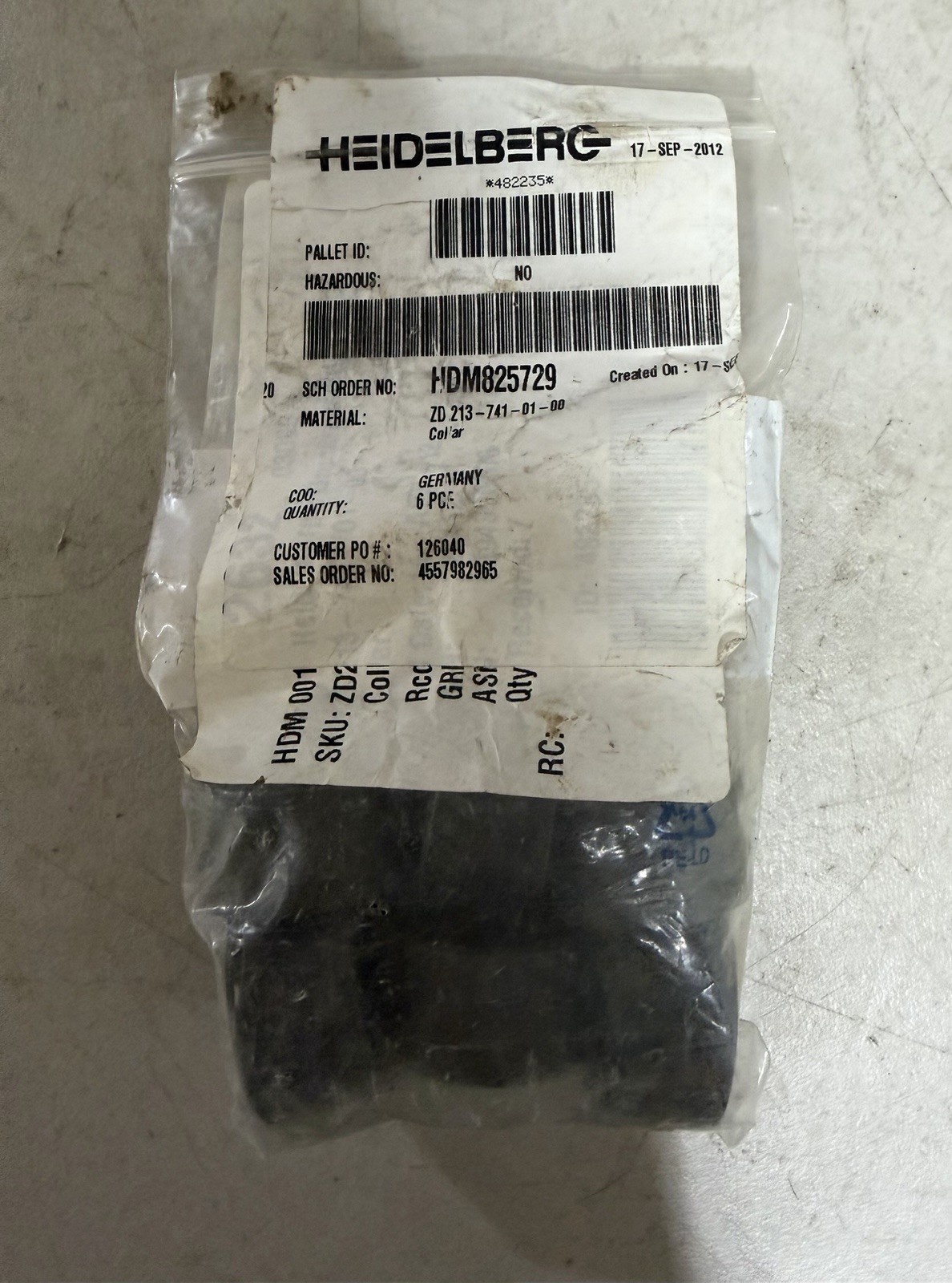 Lot Of 6! Heidelberg ZD.213-741-01-00 Pressure Ring Collar Stahlfolder