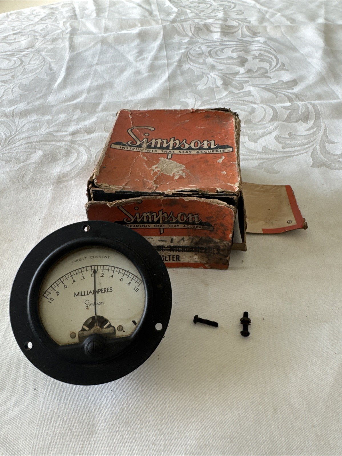 Simpson DC 0-20 Milliamperes Panel Meter With Mounting Hardware Original Box