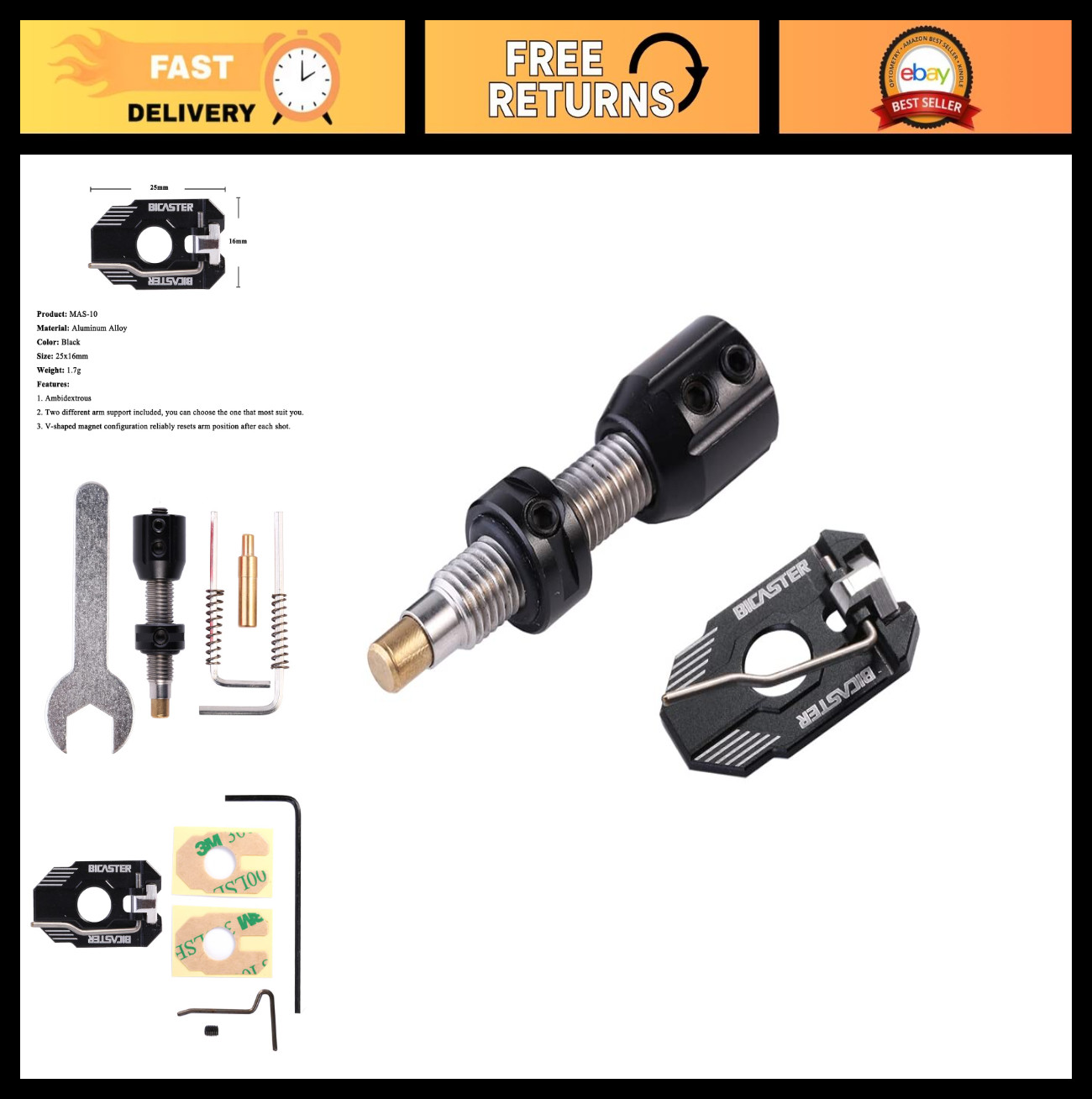 Archery Cushion Plunger & Magnetic Arrow Rest Set - Ambidextrous, Rebound Design