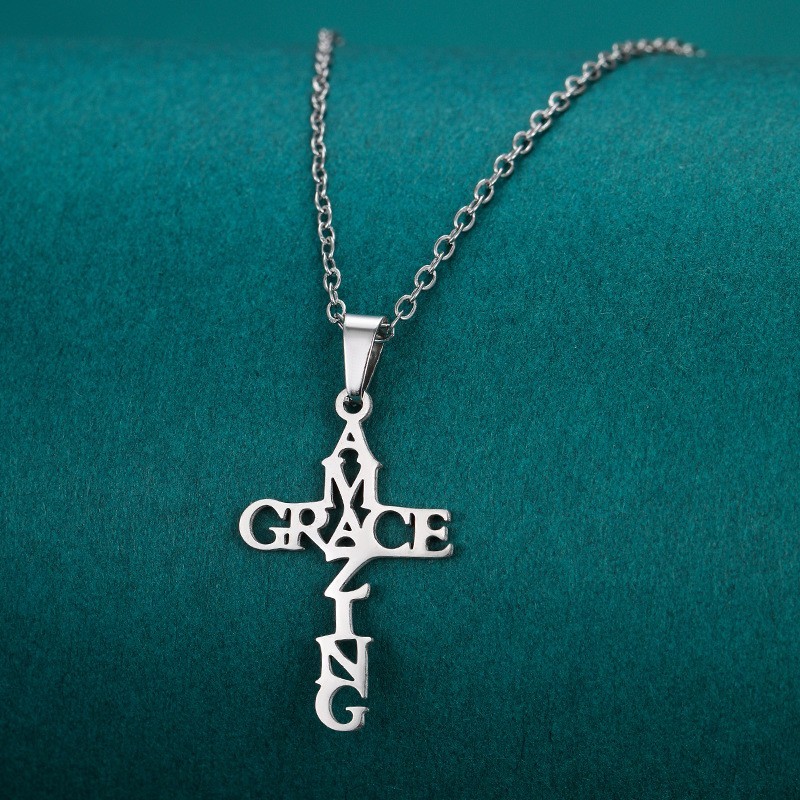 4pcs/set Stainless Steel Christian Faith Cross Pendant Necklace Men Women)