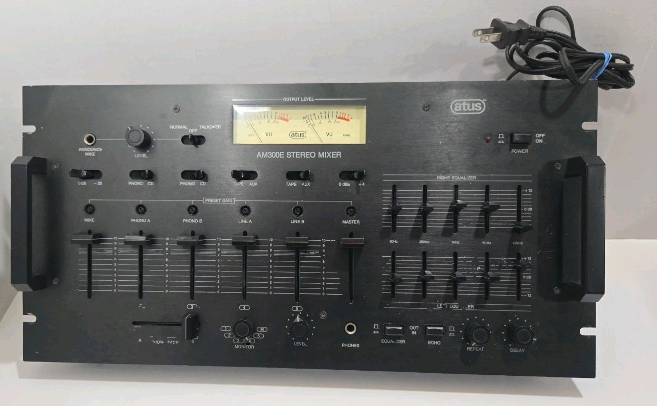ATUS-AM300E-STEREO MIXER-POWERS ON-UNTESTED