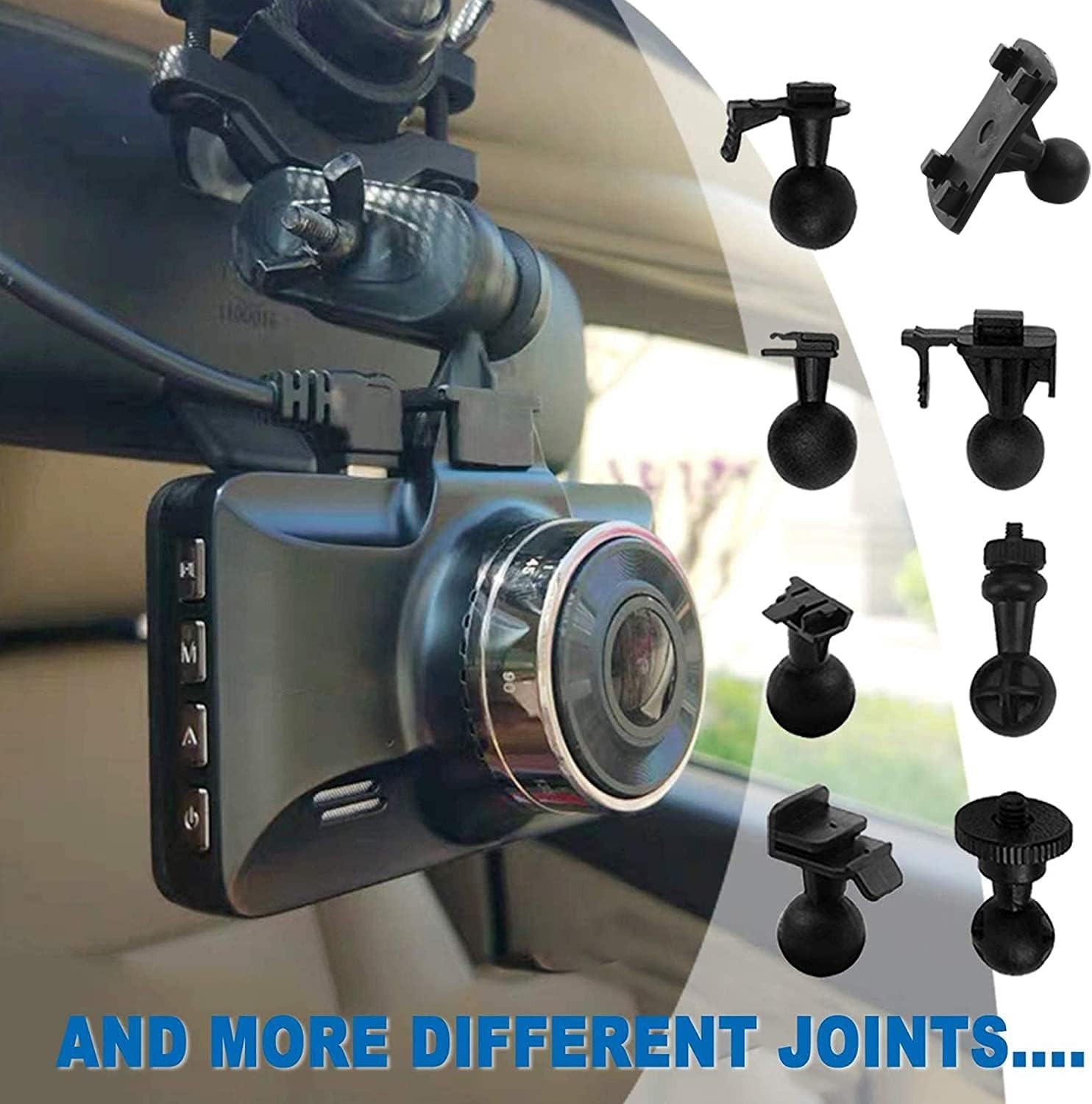 Compact Dash Camera Mount for Secure Installation - 16 Joint Options Included