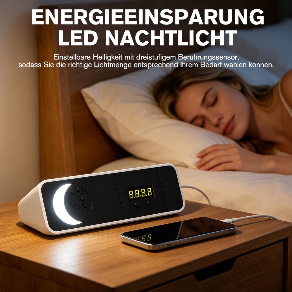 Wall Plug Power Strip with 3 Outlets Surge Protector Extension Cord Clock+Light