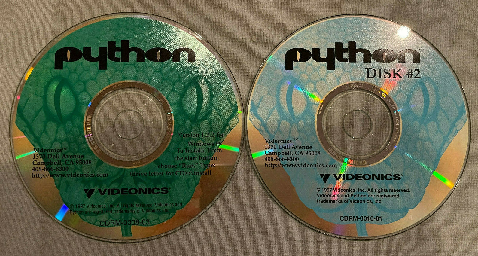 Videonics PYTHON Version 1.2.2 - 1997 Windows PC Computer Software 2-CD Set RARE