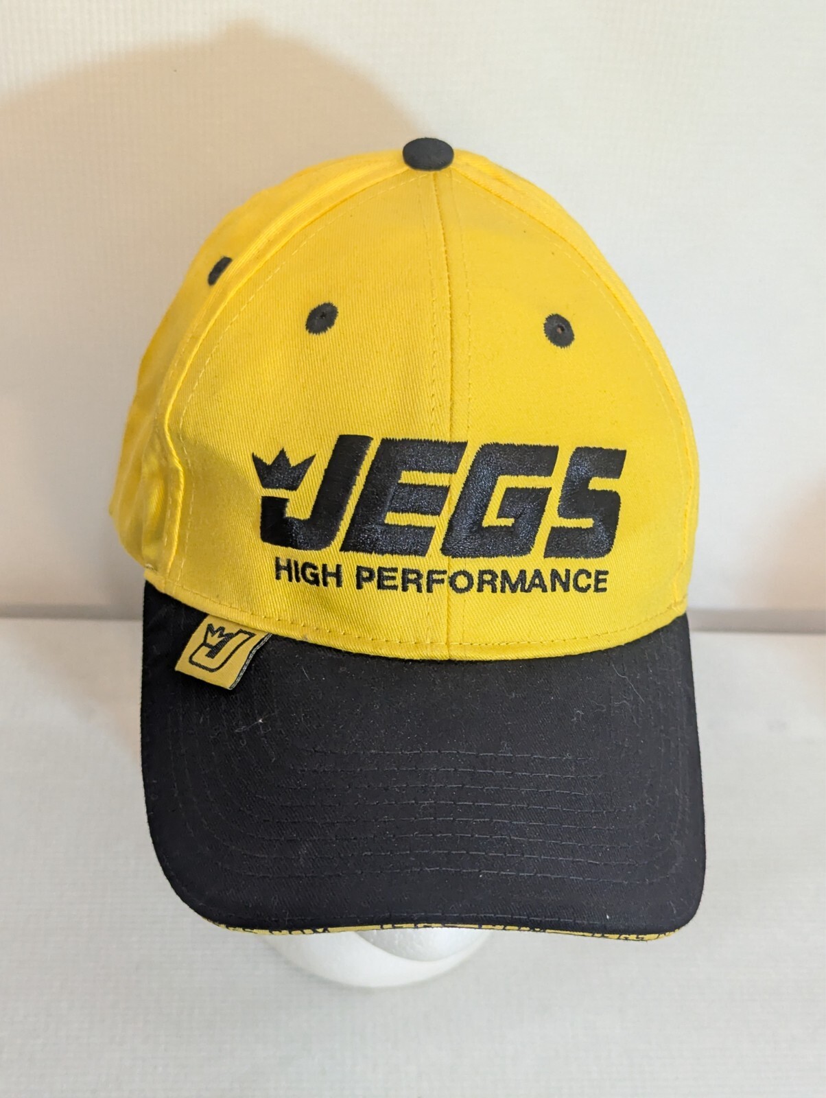 JEGS High Performance Baseball Hat Cap Yellow Hook & Loop Vented Canvas VG+