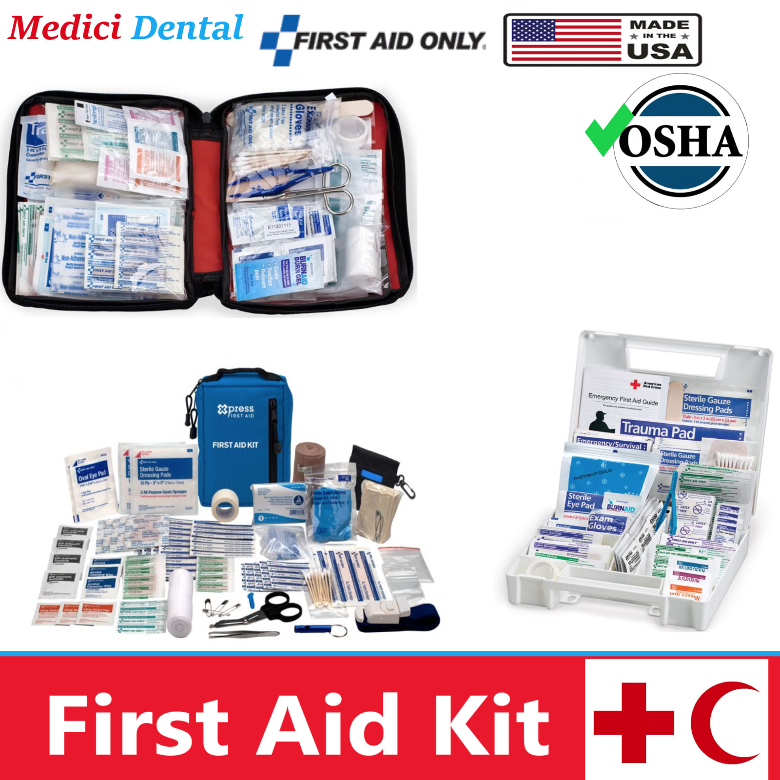 First Aid Kit Emergency Bag Home Car Outdoor, All Purpose, Portable Up to 312 Pc