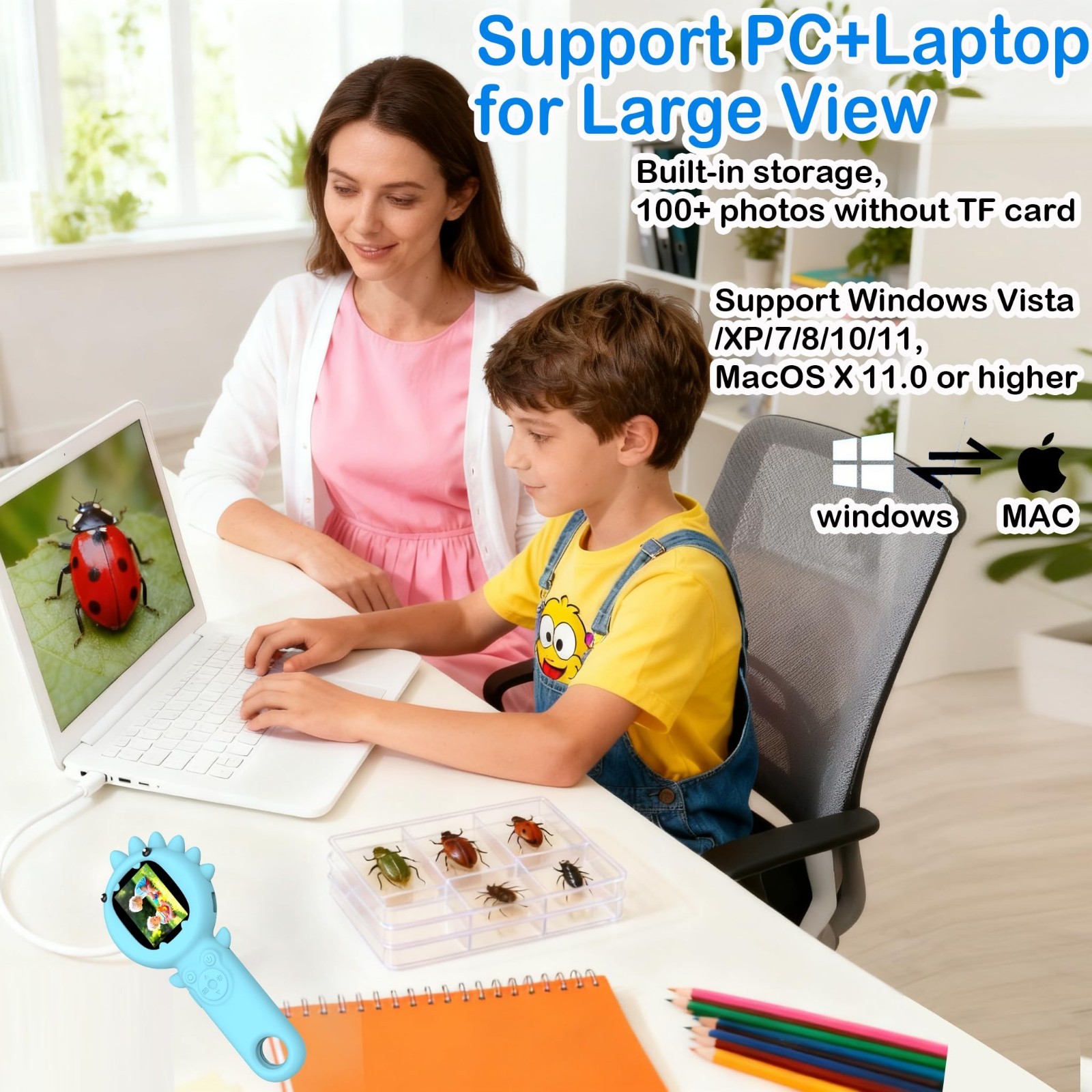 Portable Microscope for Kids & Toddlers, Mini Pocket Handheld Microscope with...