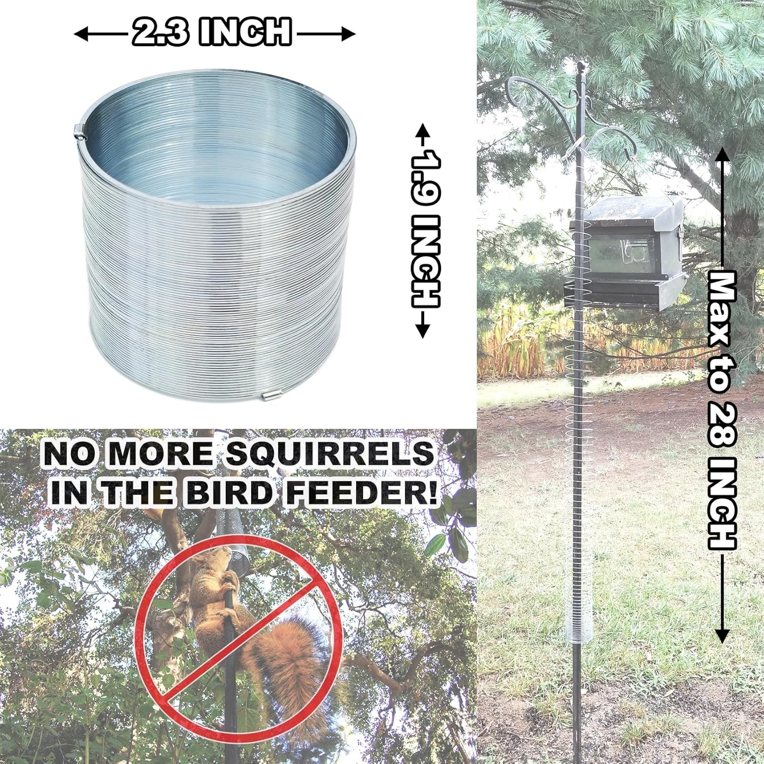 3 Pcs Outdoor Squirrel Baffle - Metal Spring Device, Anti Silver