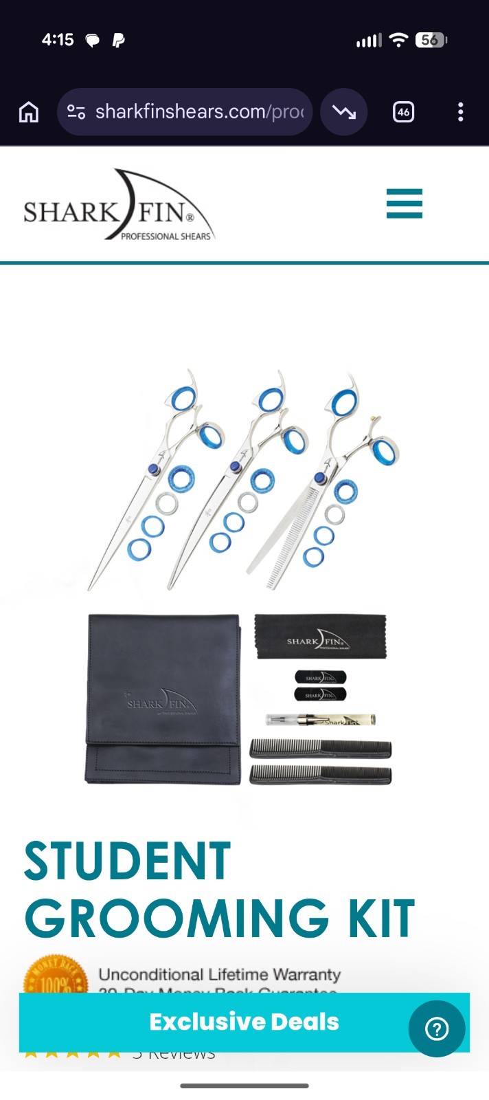 Shark Fin Professional Shears Set Swivel Convex Edge 9 in 440-A Japanese Steel