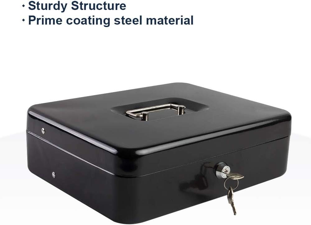 XL Large Steel Cash Box Safe Chest Key Lock Money Document Cash Jewelry NEW