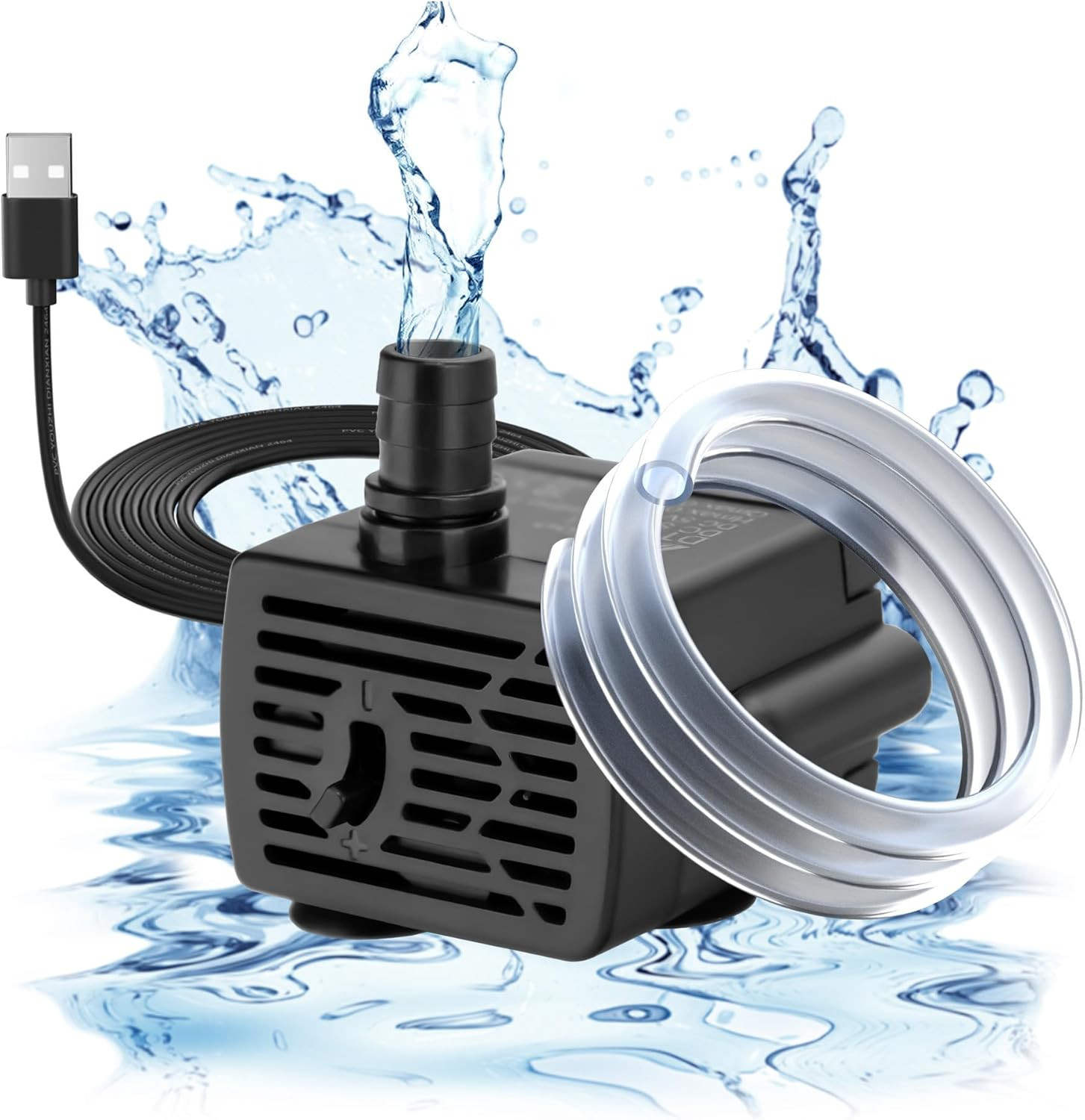 Datoo DC 5V USB Water Pump for Fish Tank 3W Mini Submersible Water Pump with Tub