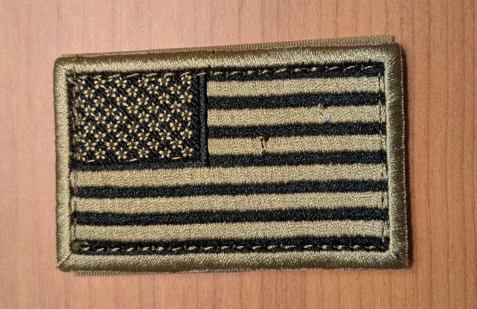 U.S. Flag Patch tan black hook and loop 3'' x 1.9''