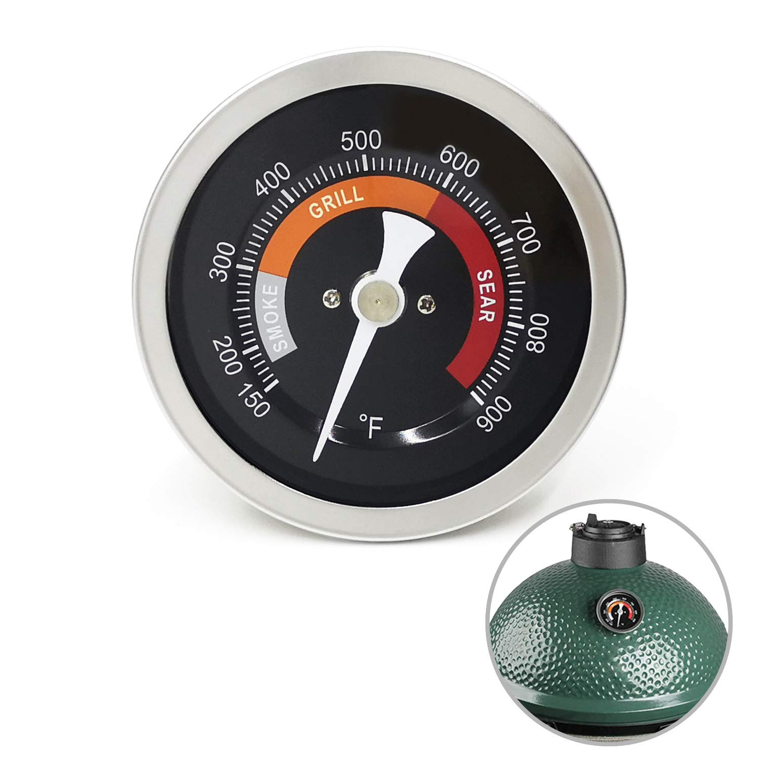3.3” Large Thermometer Replacement for Big Green Egg Grill, Accurate Temp Gauge