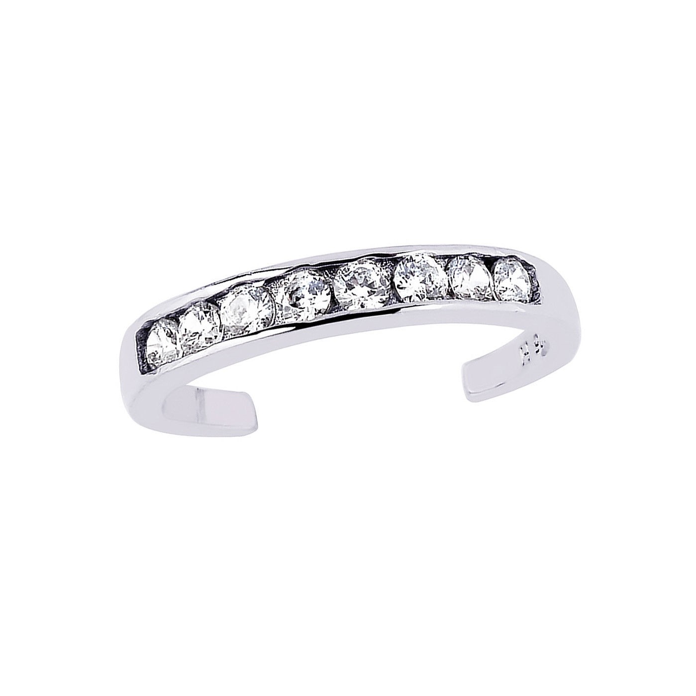 Sterling Silver Eternity Channel Band CZ Adjustable Toe Ring