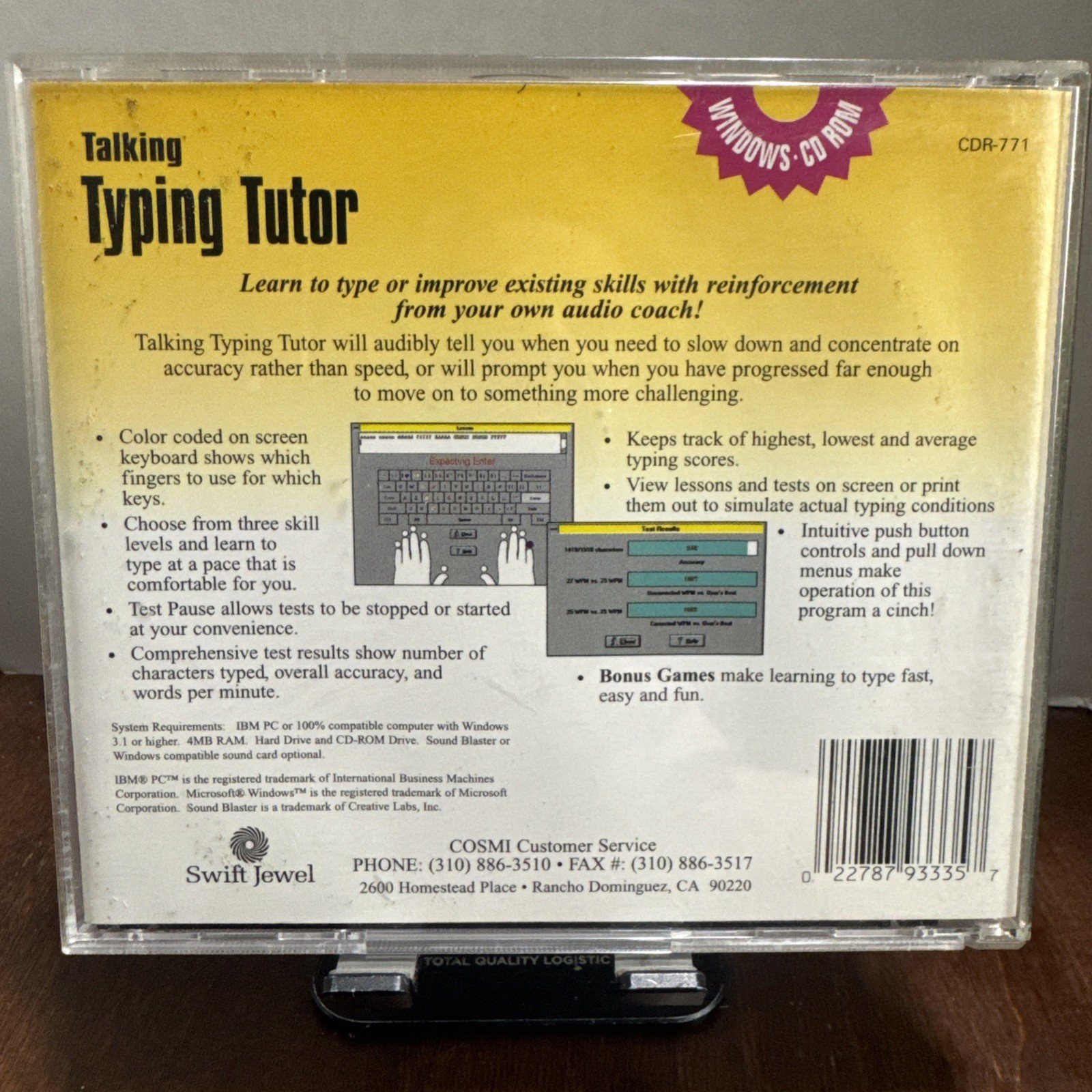 VTG Talking Typing Tutor Typing CD Roms Windows 95 3.1 - WINDOWS ROM 1996
