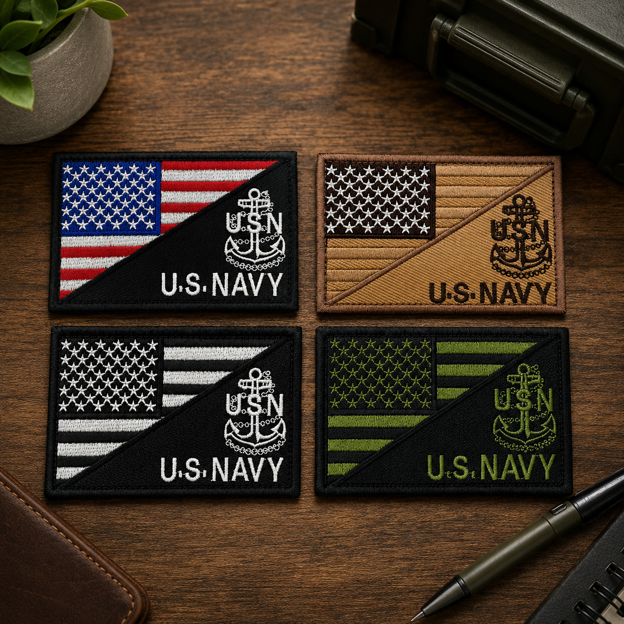 United States Navy American Flag Military Hook and Loop Patch 3x2 Inch