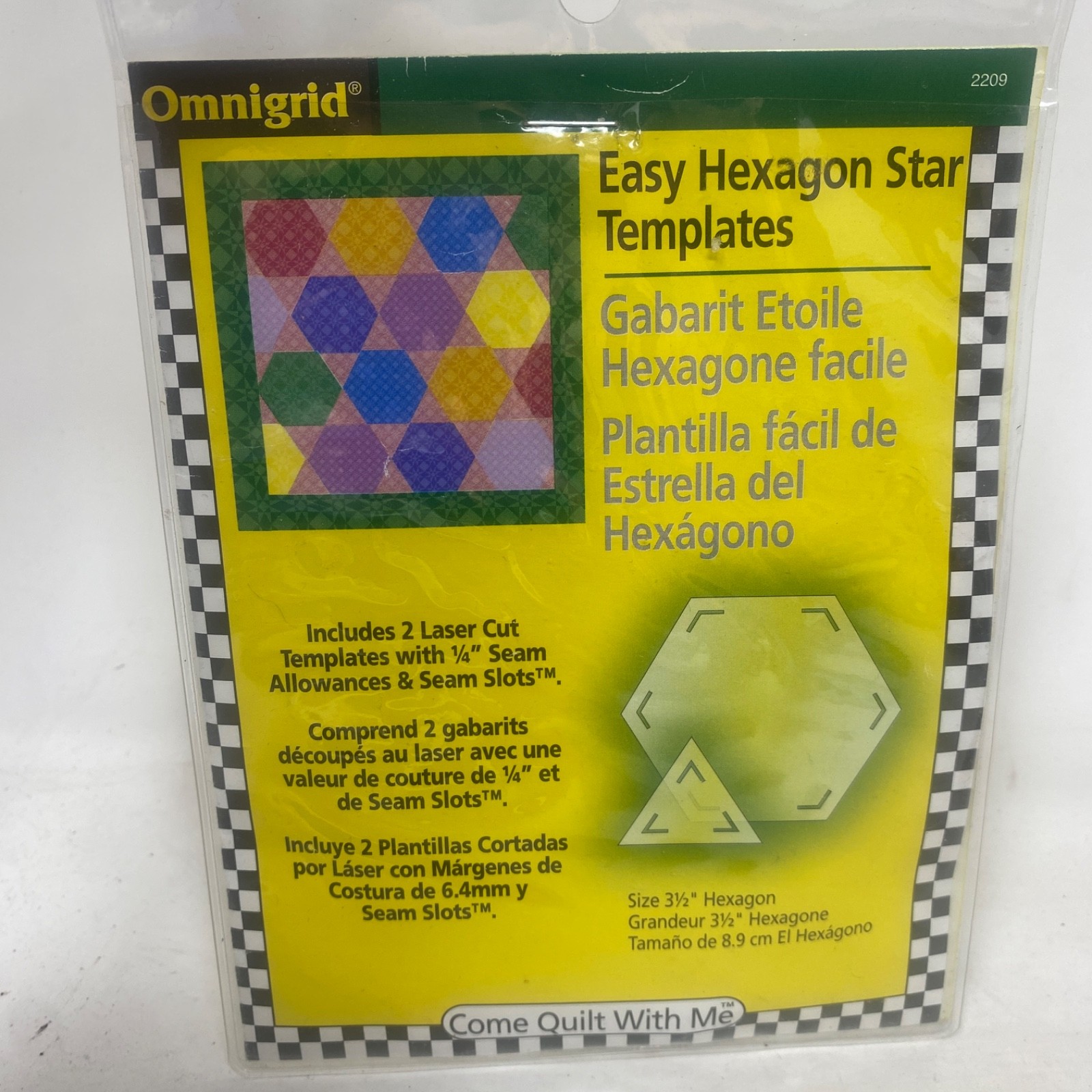 Omnigrid Easy Hexagon Star Template for Quilting Brand New