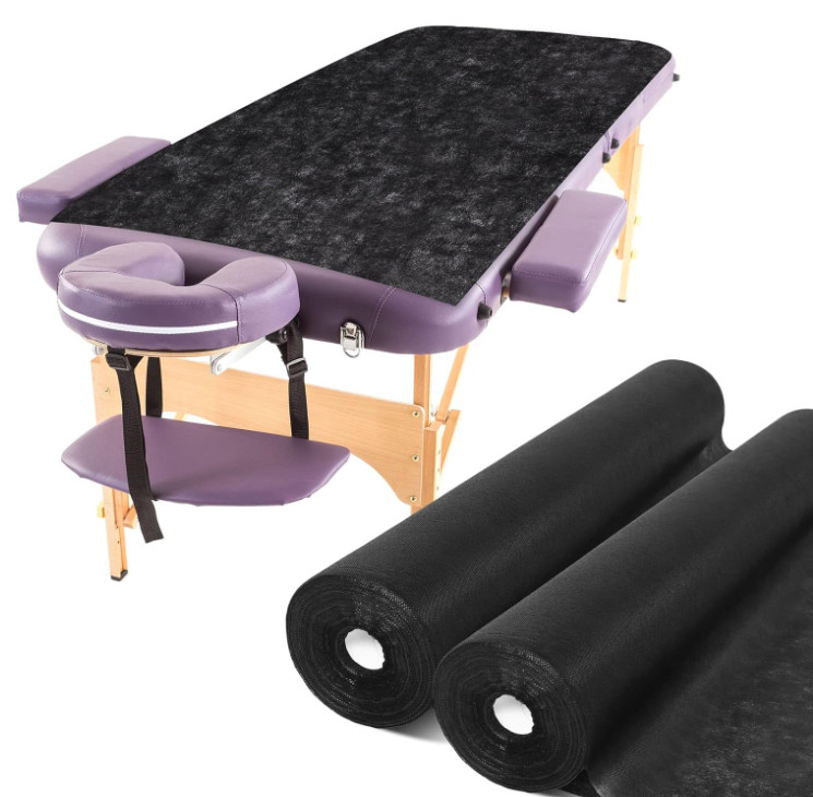 2 Rolls 100 Sheets Disposable Massage Table Paper Roll 32" x 71" Bed Roll Black
